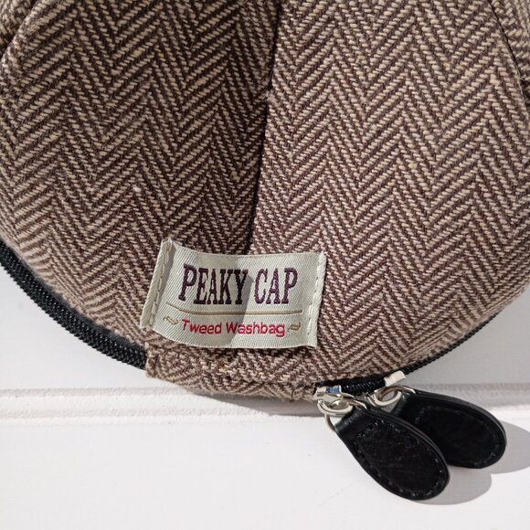 Men's Peaky Cap Tweed Wash Bag Zip Travel Toiletry Bag Blinders Style Hat Case - Picture 4 of 11